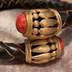 Rivka Friedman Braided Leather Coral Bracelet NWOTS Brand New Rare